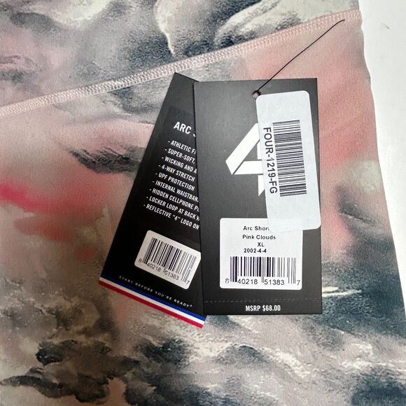 FourLaps NWT Arc Pink Clouds Gray Pink Tie Dye Print Bike Workout Shorts Size XL - Picture 7 of 13